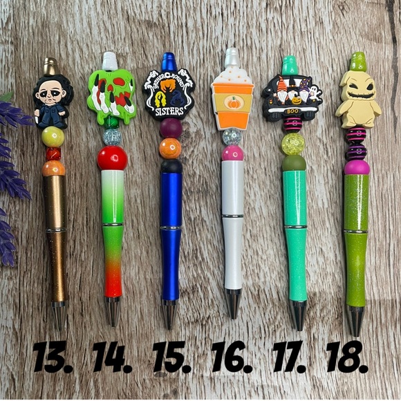 Handcrafted Halloween Skull Pens Beaded Unique Artisan Gifts Office Accessory - Picture 1 of 1